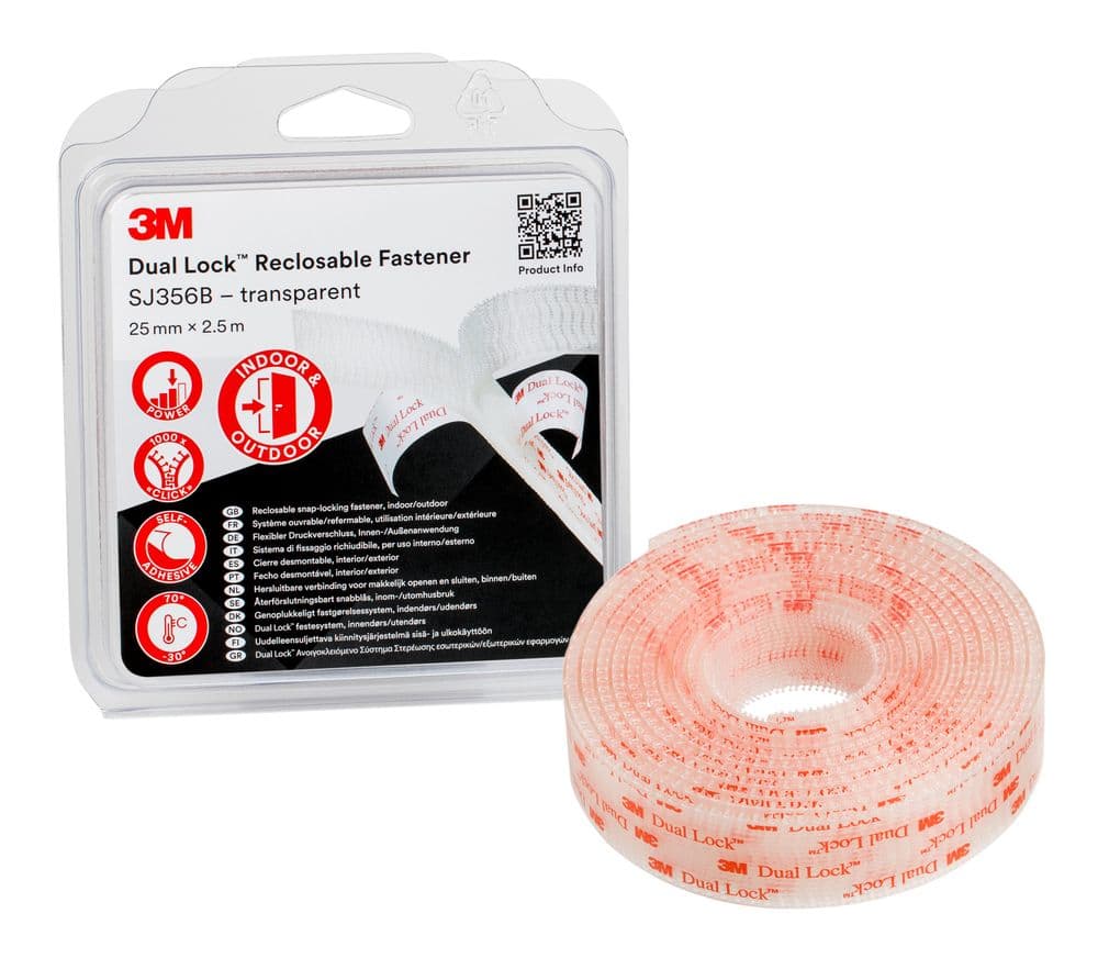 3m dual lock reclosable fastener transparent